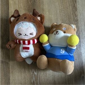 Adorable Brown and Blue Stuffed Animal Pair Miniso
